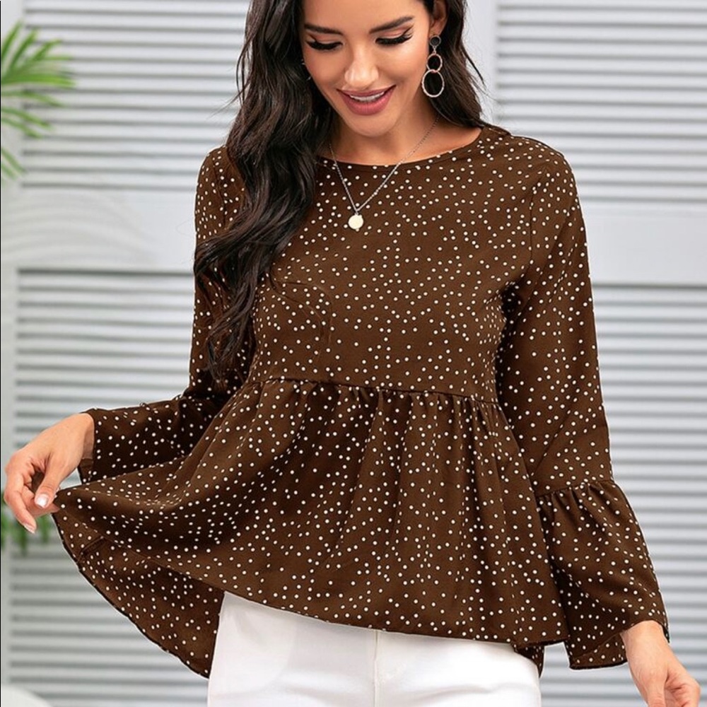 Polka Dot High Low Peplum Blouse (XL)